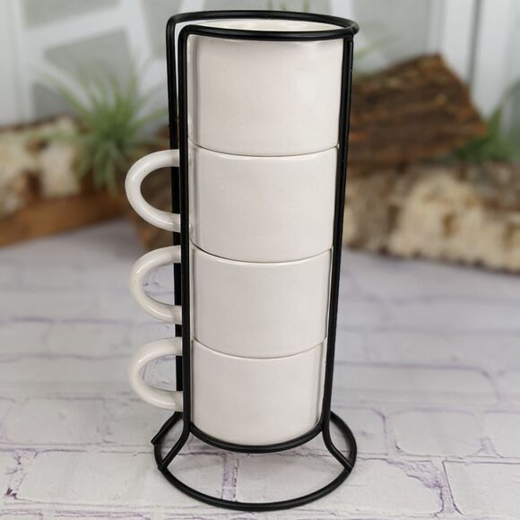 Rae Dunn CAFE, ESPRESSO Ceramic Mug Stacker Set - Picture 2 of 8